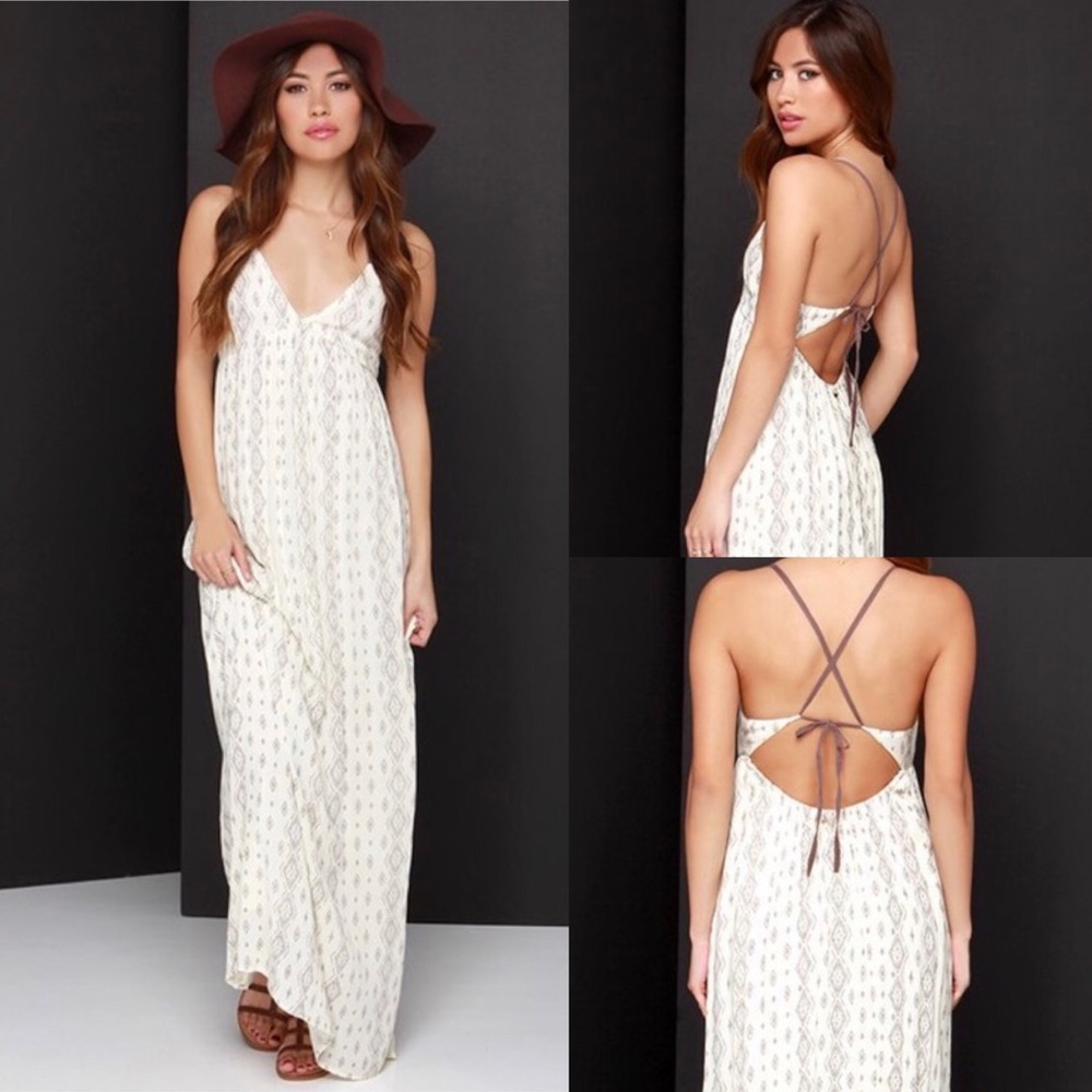 O'Neill Dean Cream Print Maxi Dress Med